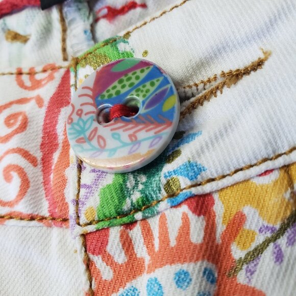 Bright + Lovely Desigual Spain Psychadelic Floral Pants Trousers Jeans! - Picture 6 of 16